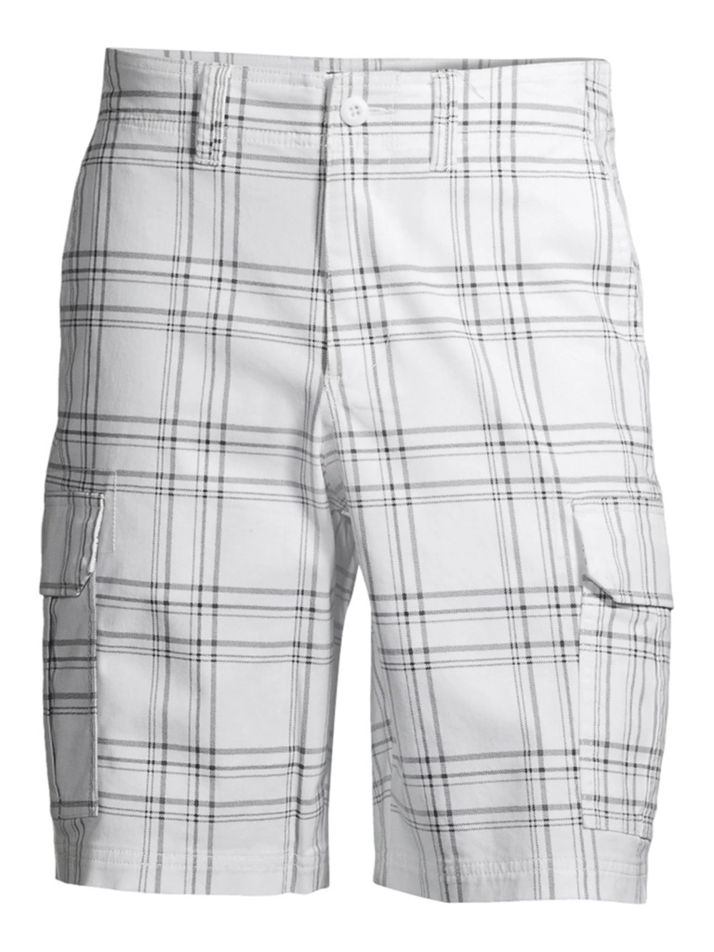 NWT George Men's Black White Plaid Cargo Shorts Sz 36